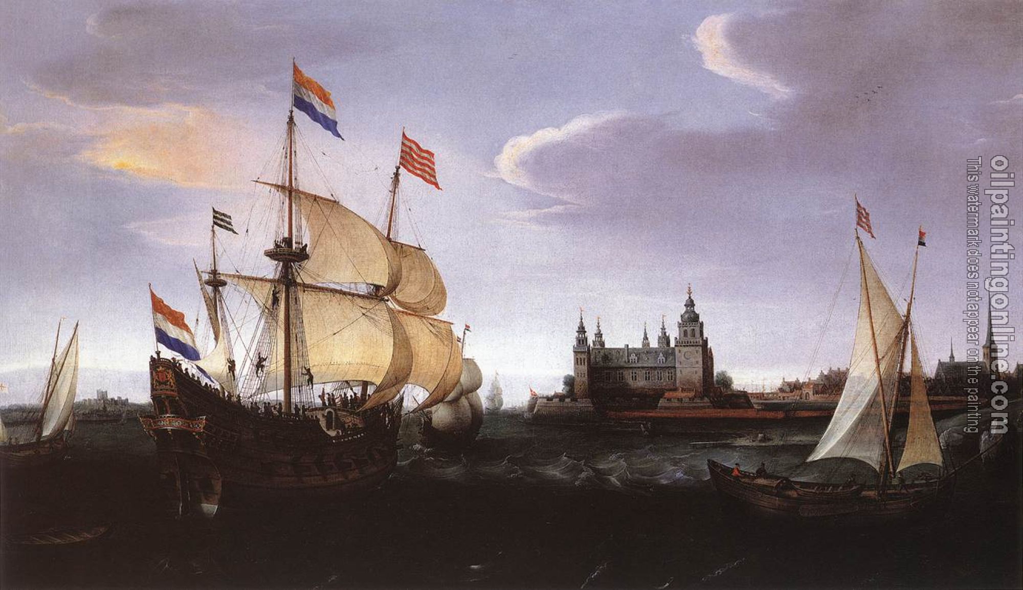 Vroom, Hendrick Cornelisz - Arrival of a Dutch Three-master at Schloss Kronberg